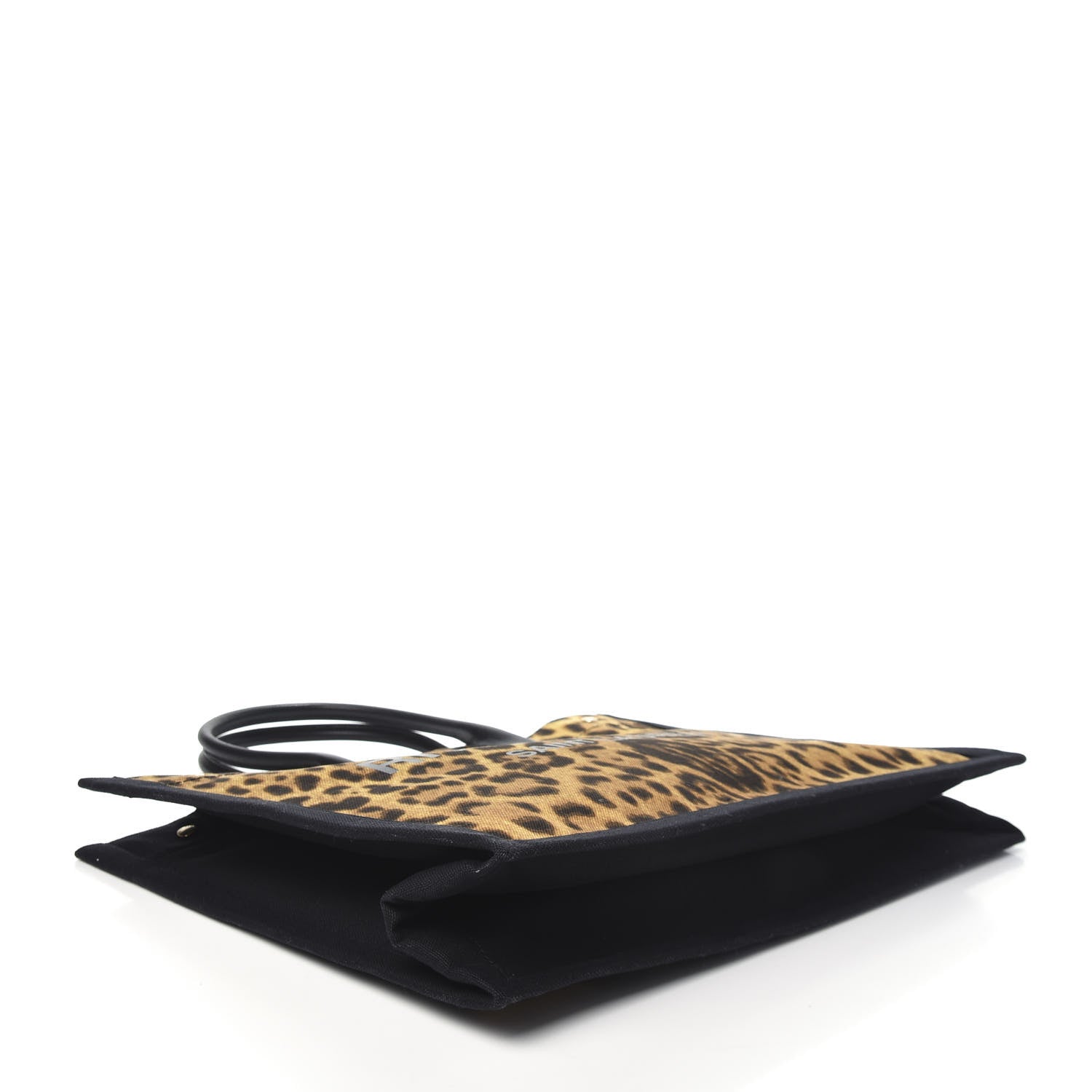 Saint Laurent Canvas Calfskin Leopard Print Rive Gauche Noe Tote Natural Black 4 of 9