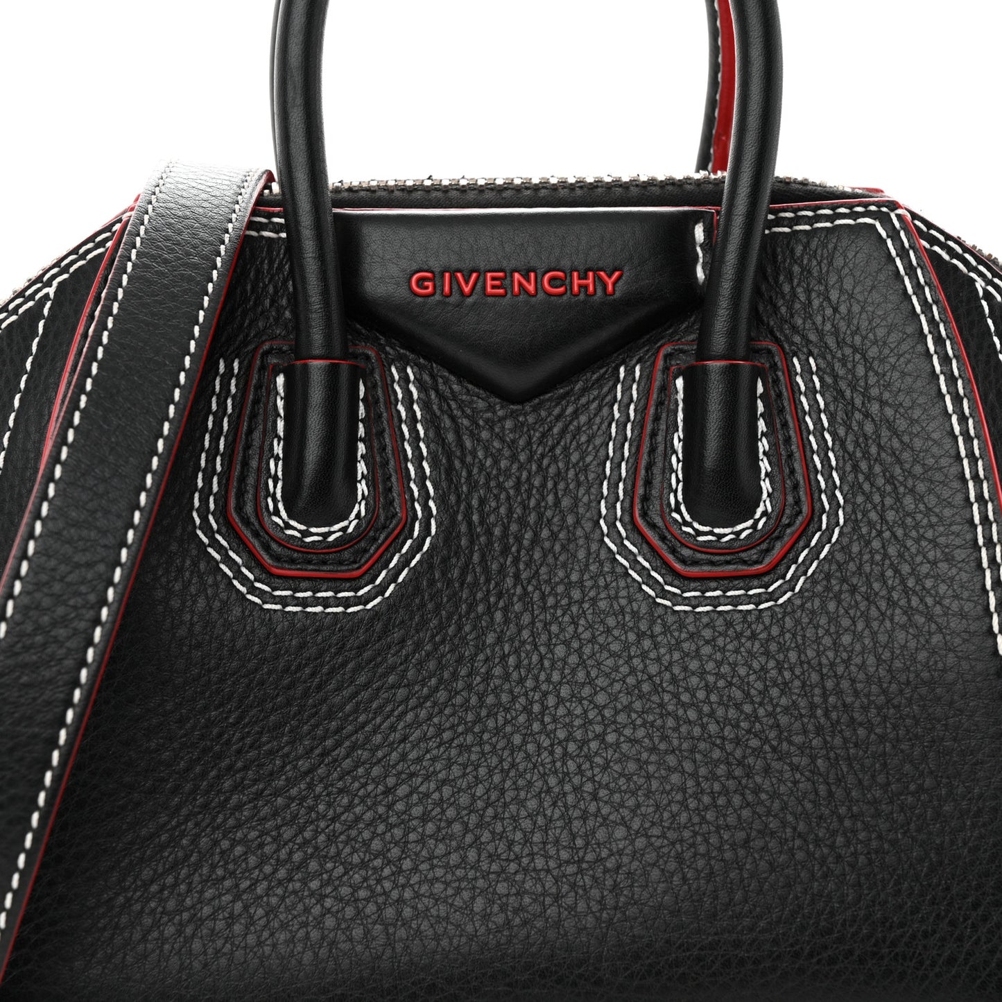 Calfskin Bi-Color Topstitch Mini Antigona Black Red