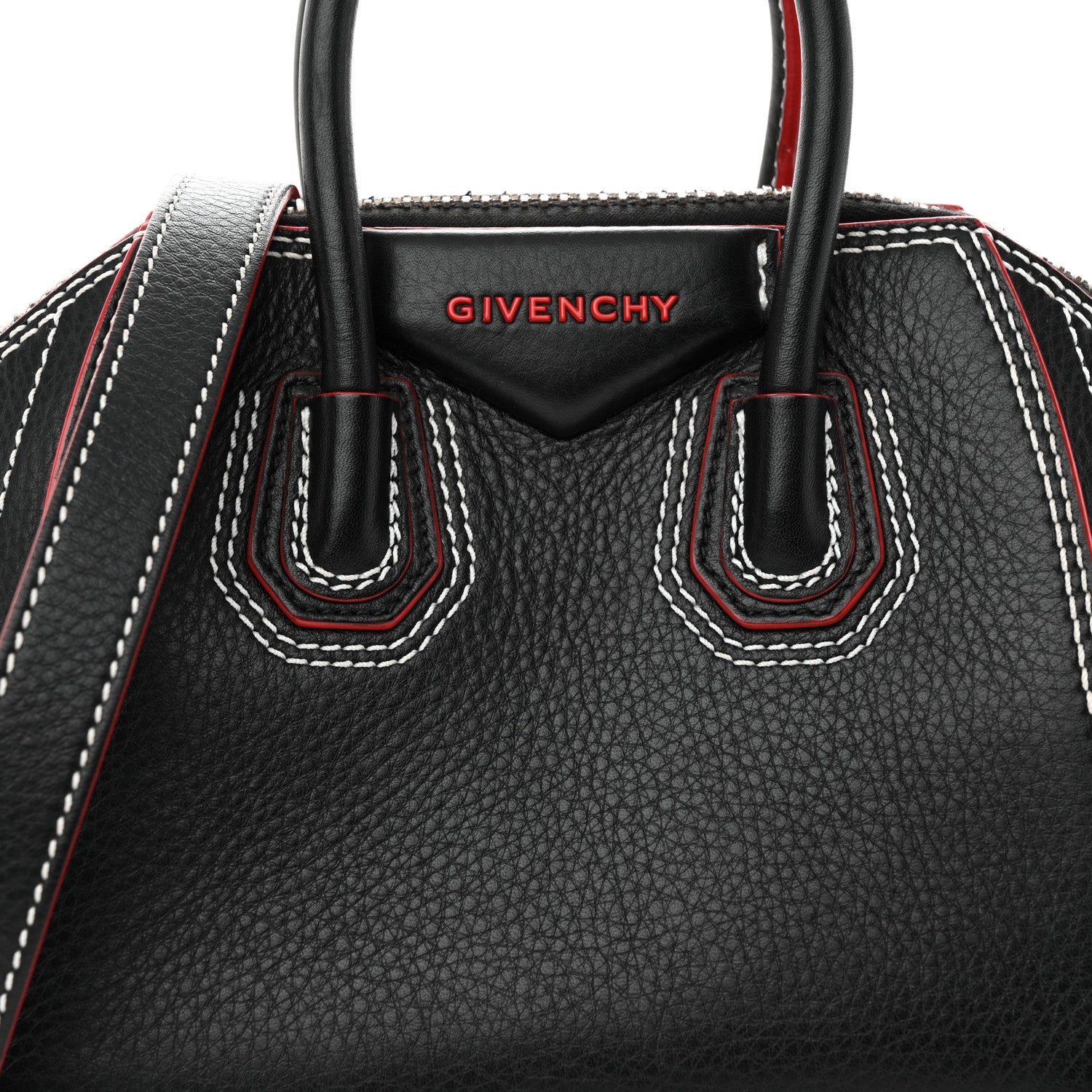 Givenchy Calfskin Bi-Color Topstitch Mini Antigona Black Red 8 of 12