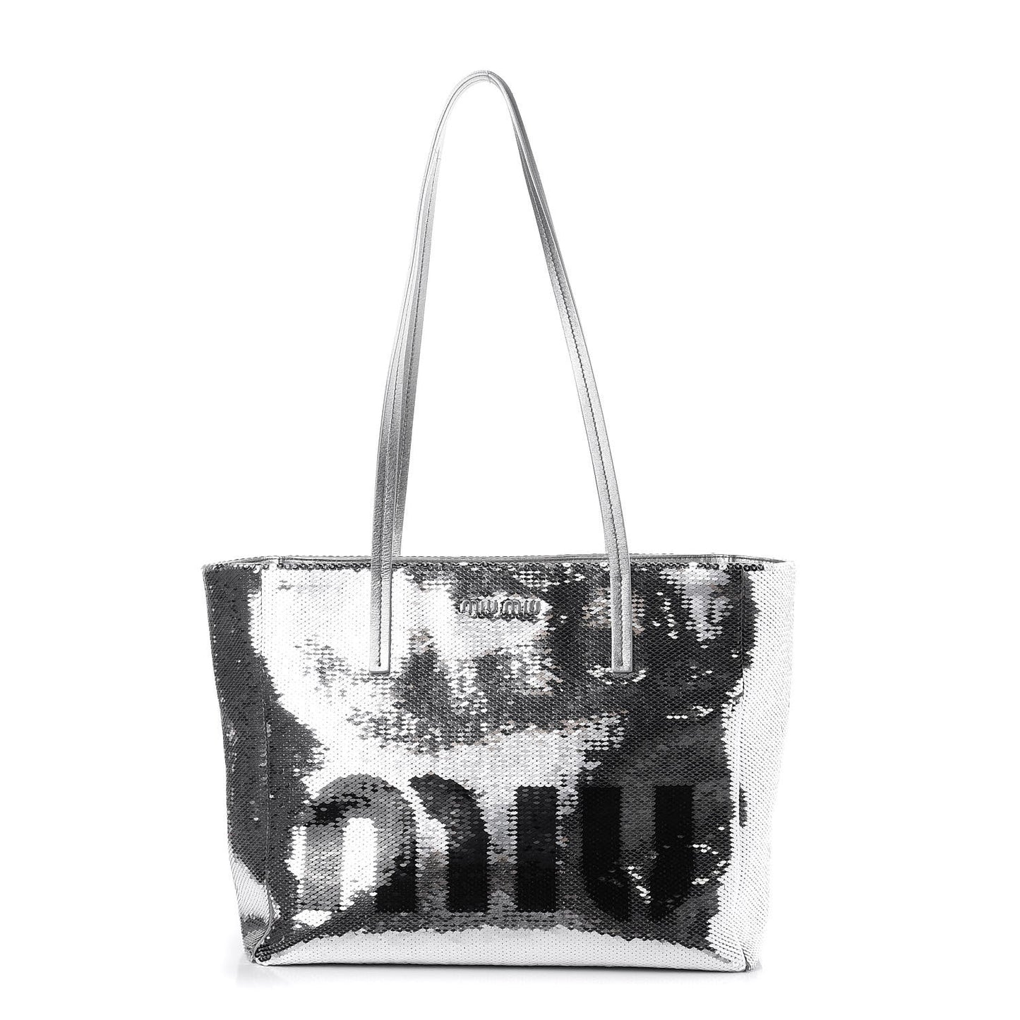 Paillettes Sequin Logo Tote Argento