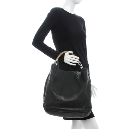 Saint Laurent Goatskin Lizard Embossed Large Roady Hobo Black 2 of 7