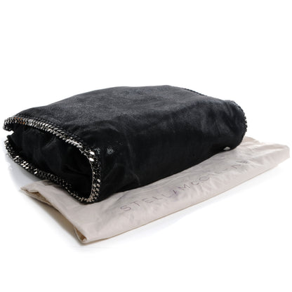 Stella McCartney Faux Leather Shaggy Deer Falabella Fold Over Tote Black 4 of 10