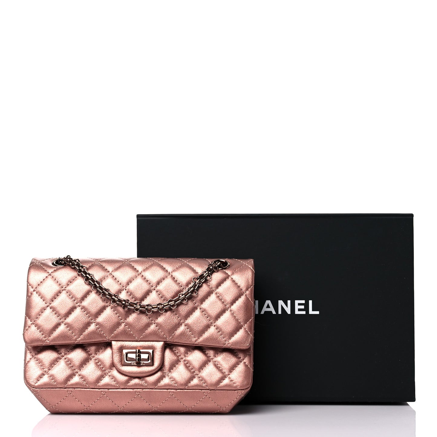 Metallic Grained Calfskin Quilted 2.55 Reissue 225 Flap Copper Pink