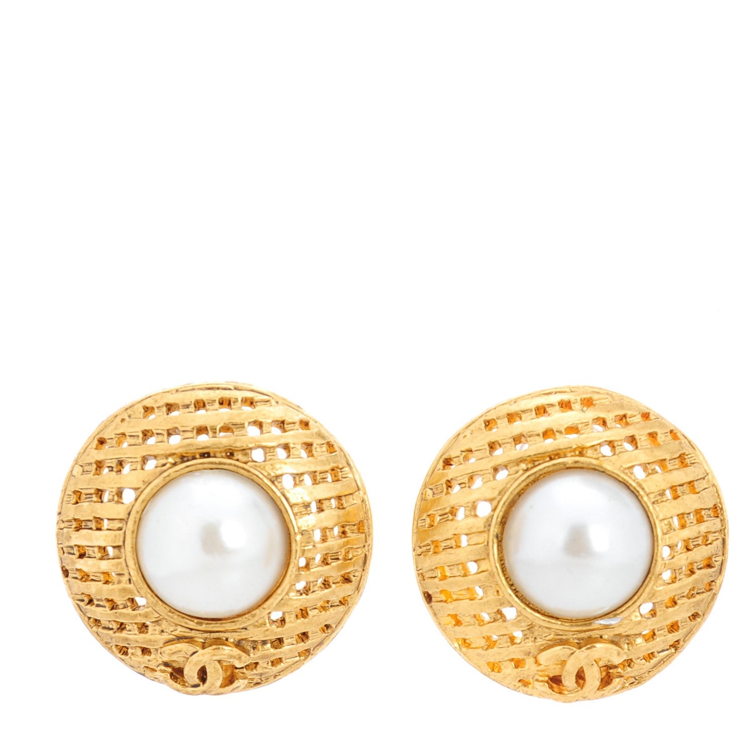 Chanel Pearl Clip On Earrings Gold 1 of 4