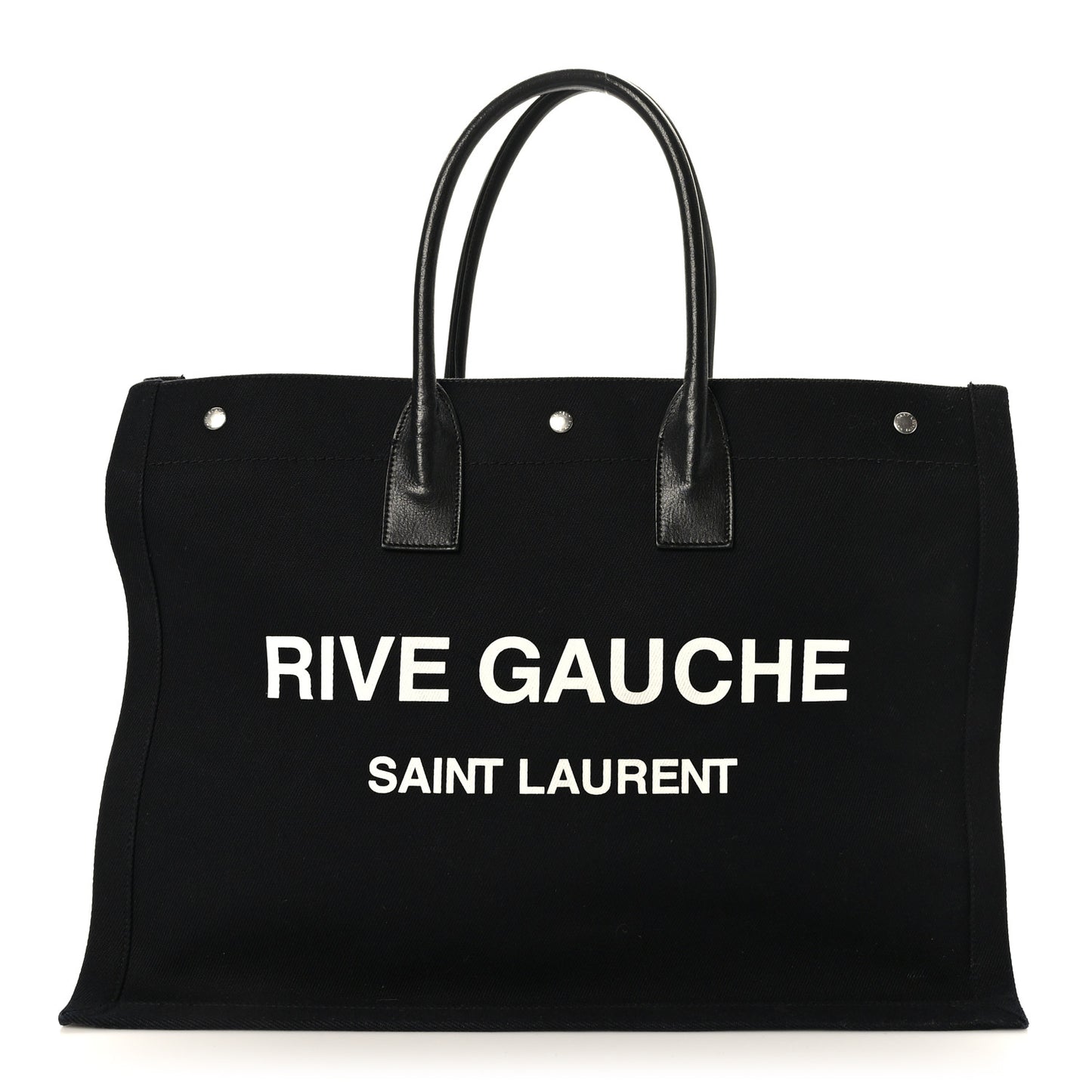 Linen Calfskin Rive Gauche Tote Black