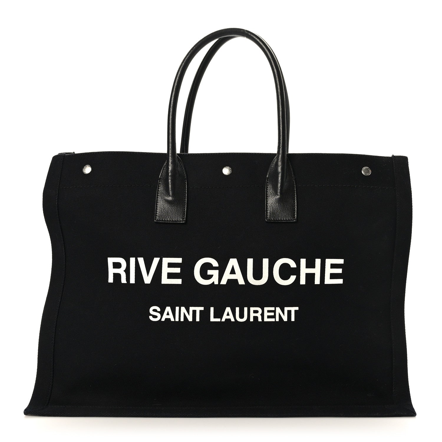 Saint Laurent Linen Calfskin Rive Gauche Tote Black 1 of 9