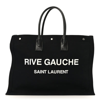 Saint Laurent Linen Calfskin Rive Gauche Tote Black 1 of 9