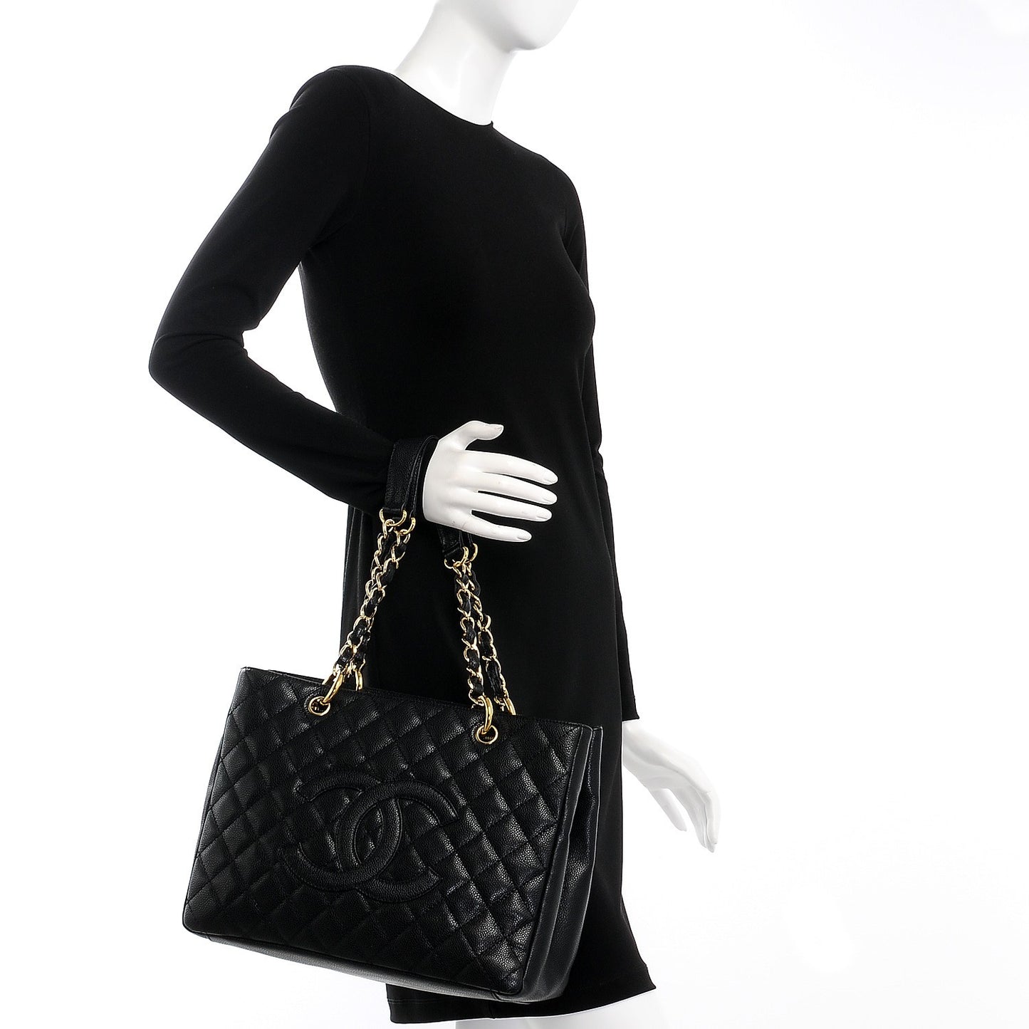 Caviar Quilted Grand Shopping Tote GST Black