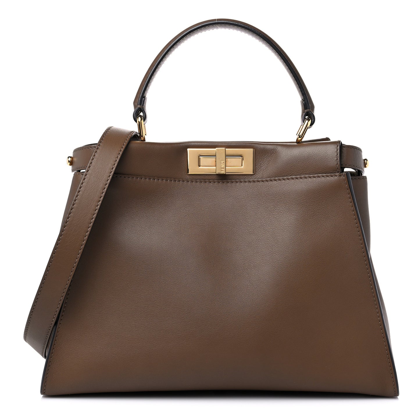 Vitello Seta Fabric Jacquard Pequin Medium Peekaboo Iconic Satchel Foresta Tobacco