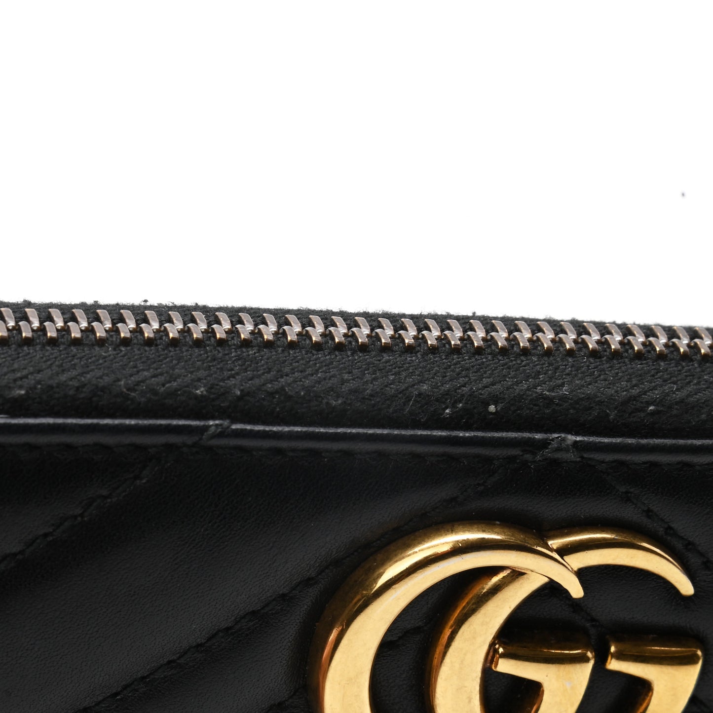 Calfskin Matelasse GG Marmont Zip Around Wallet Black