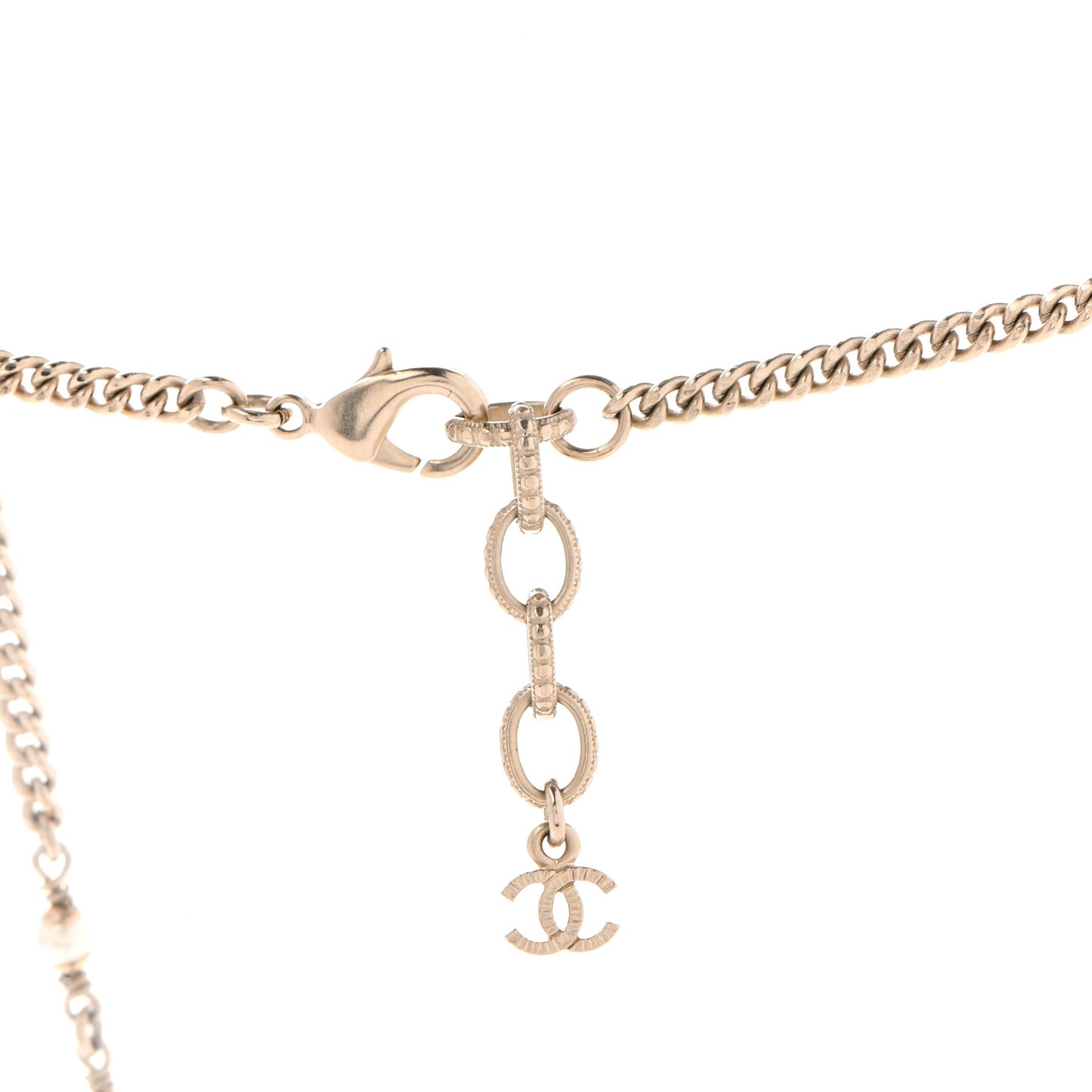 Metal Resin Pearl Star CC Necklace Gold