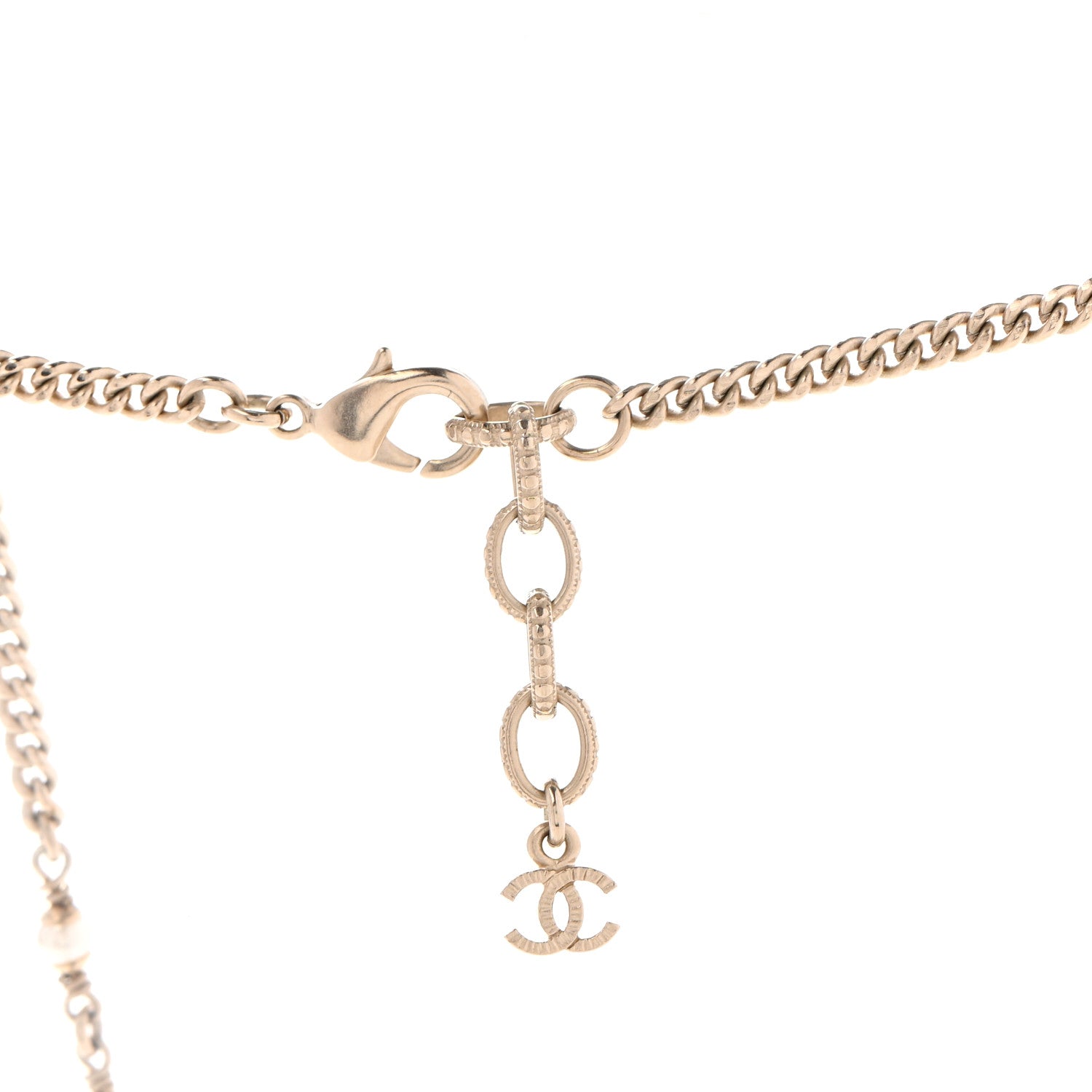 Chanel Metal Resin Pearl Star CC Necklace Gold 4 of 6