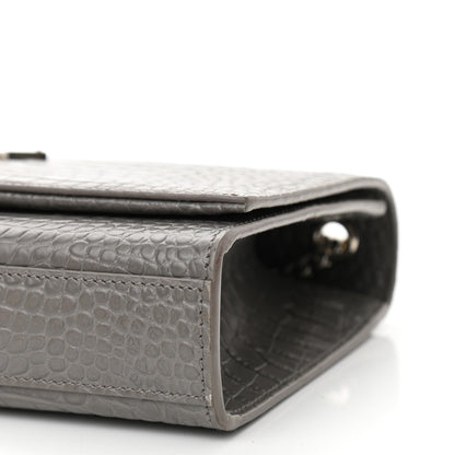 Saint Laurent Calfskin Crocodile Embossed Medium Classic Monogram Kate Tassel Satchel Fog 10 of 10