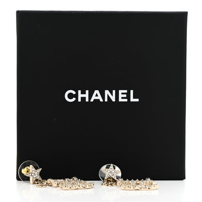 Chanel Crystal CC Star Chain Drop Earrings Gold 6 of 6