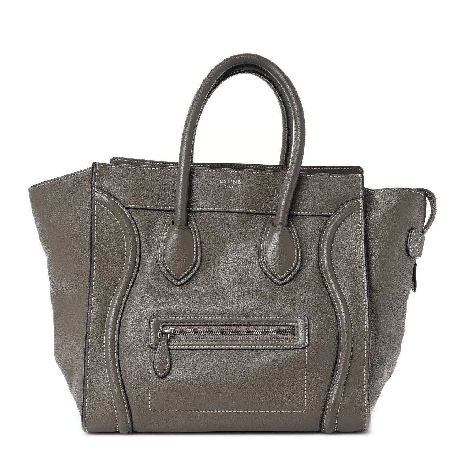 Celine Drummed Calfskin Mini Luggage Souris 1 of 8