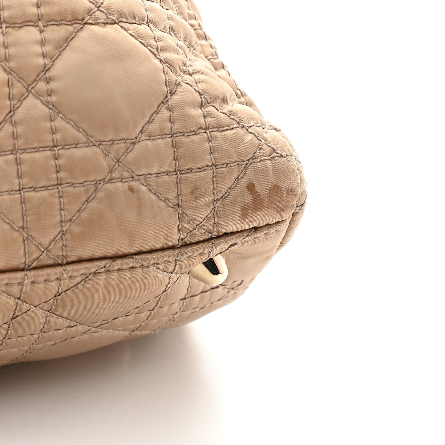 Satin Cannage Charming Lock Flap Shoulder Bag Beige