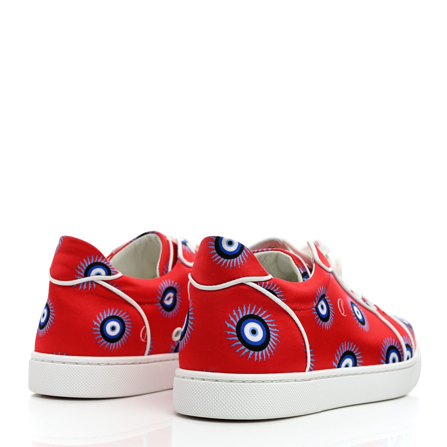 Christian Louboutin Crepe Satin Nappa Womens Vieira Orlato Flat Sneakers 38 Bianco Multi 4 of 8