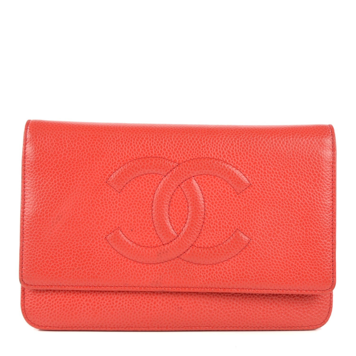 Chanel Caviar Timeless CC Wallet On Chain WOC Red 1 of 8