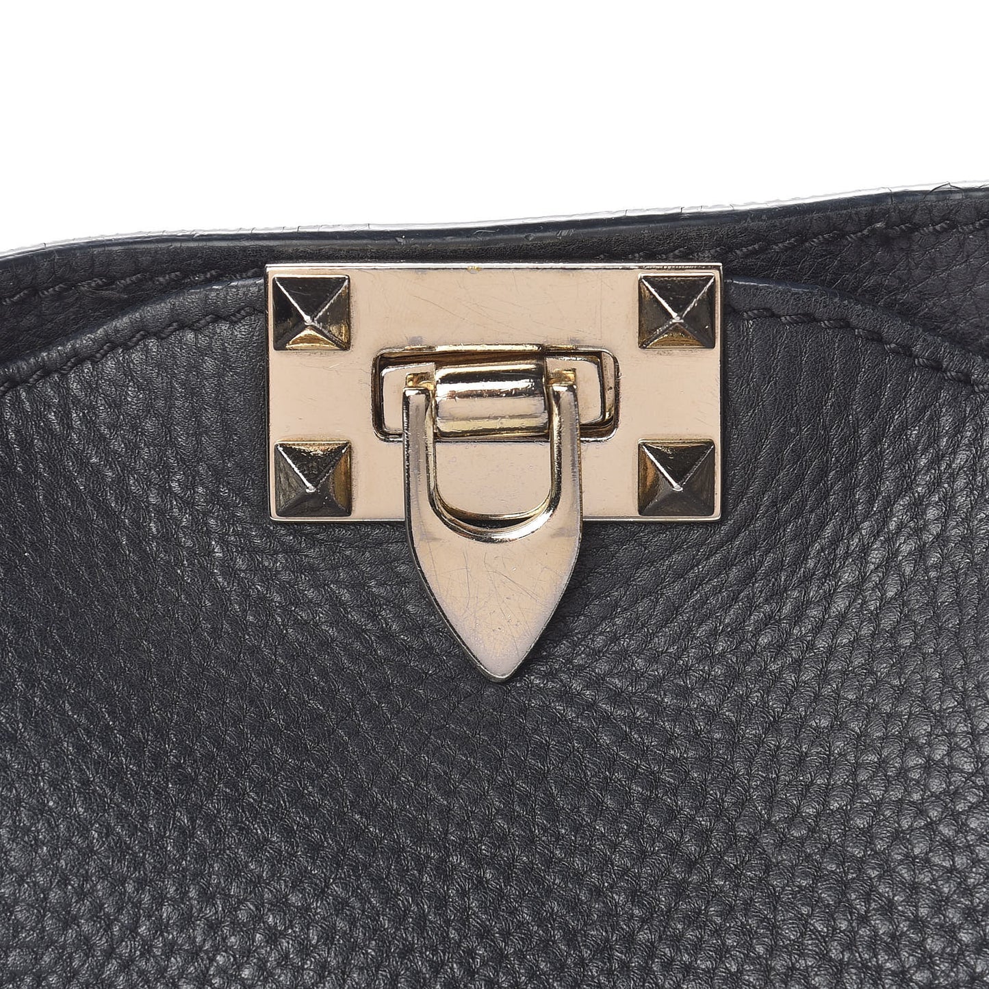 Pebbled Calfskin Small Rockstud Flip-Lock Messenger Bag Black