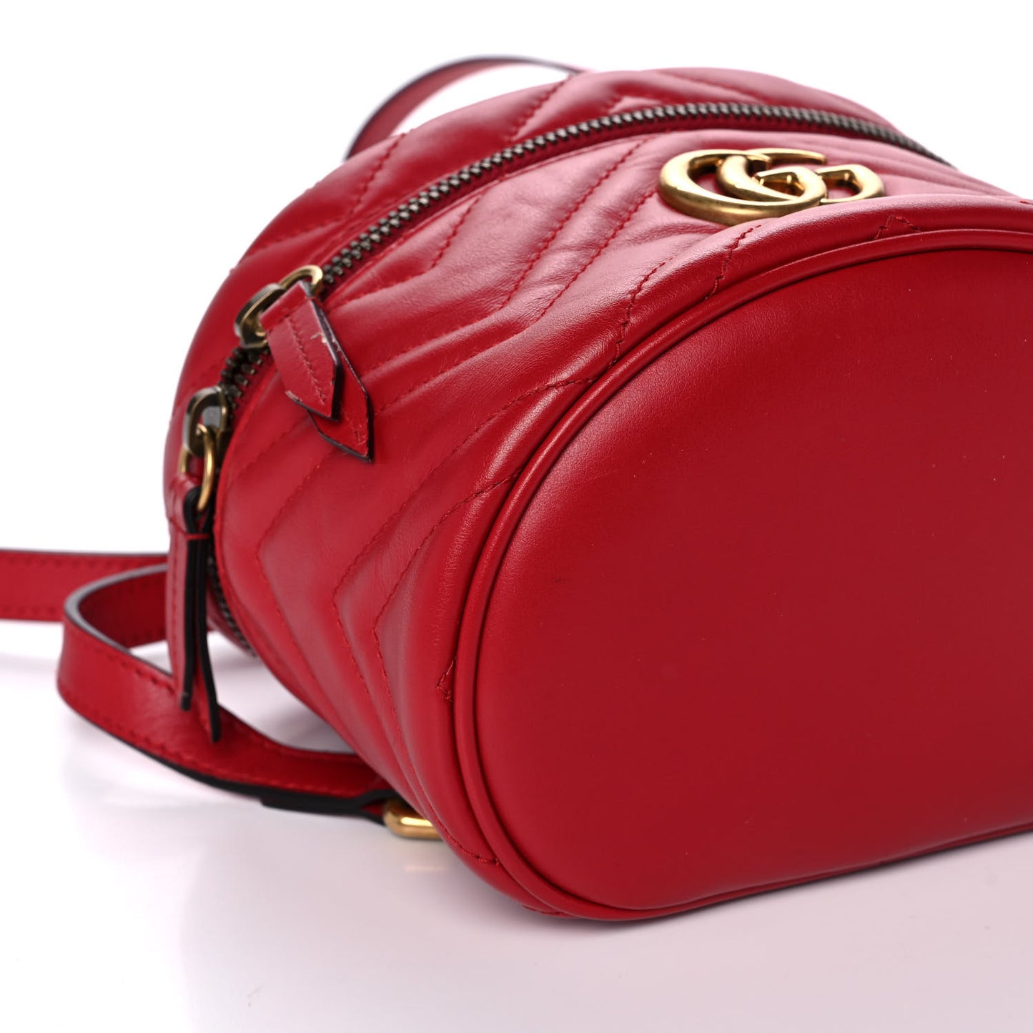 Calfskin Matelasse Mini GG Marmont Round Backpack Hibiscus Red