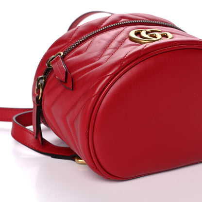 Gucci Calfskin Matelasse Mini GG Marmont Round Backpack Hibiscus Red 8 of 10