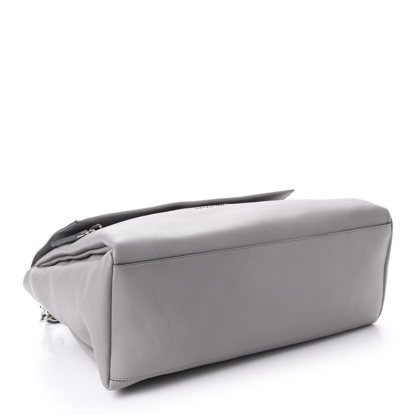 Grained Calfskin Medium Pandora Pure Flap Bag Pearl Grey