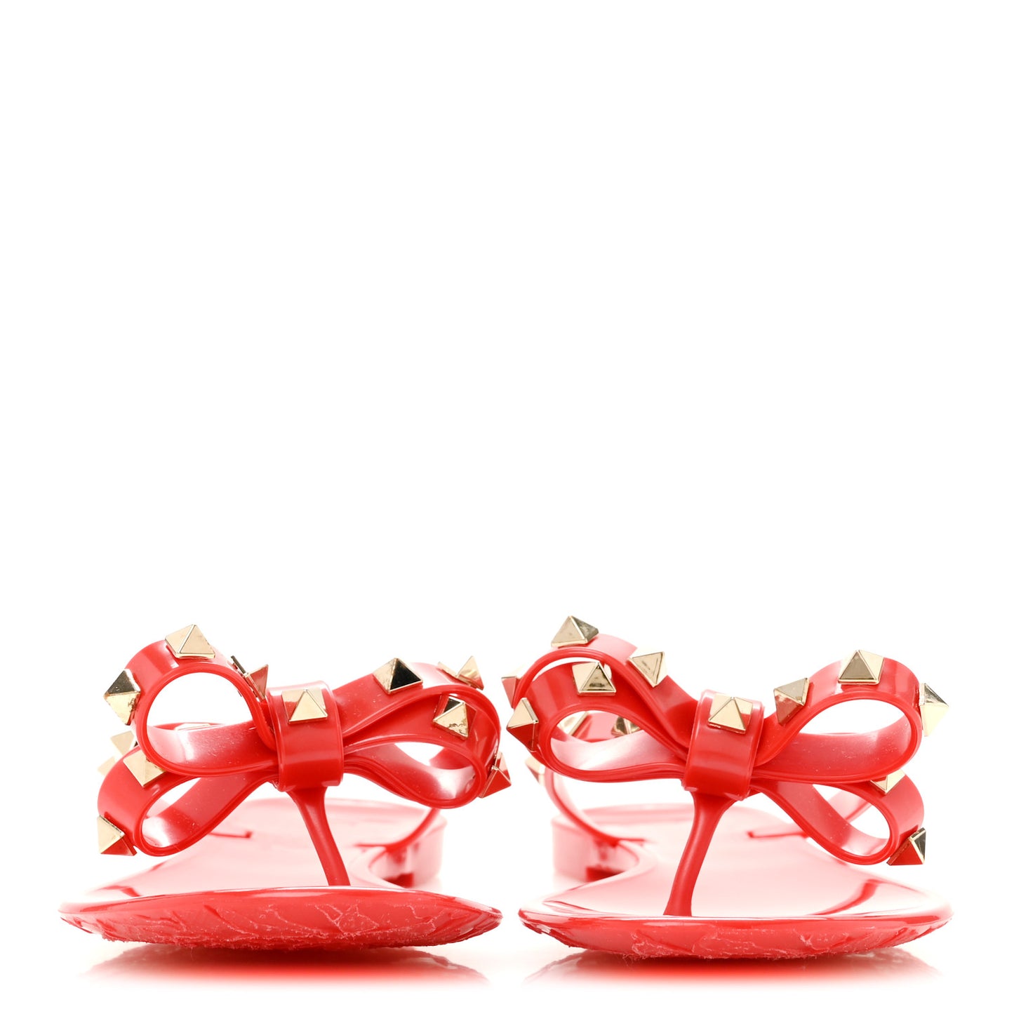 PVC Jelly Rockstud Bow Thong Sandals 35 Rosso Valentino