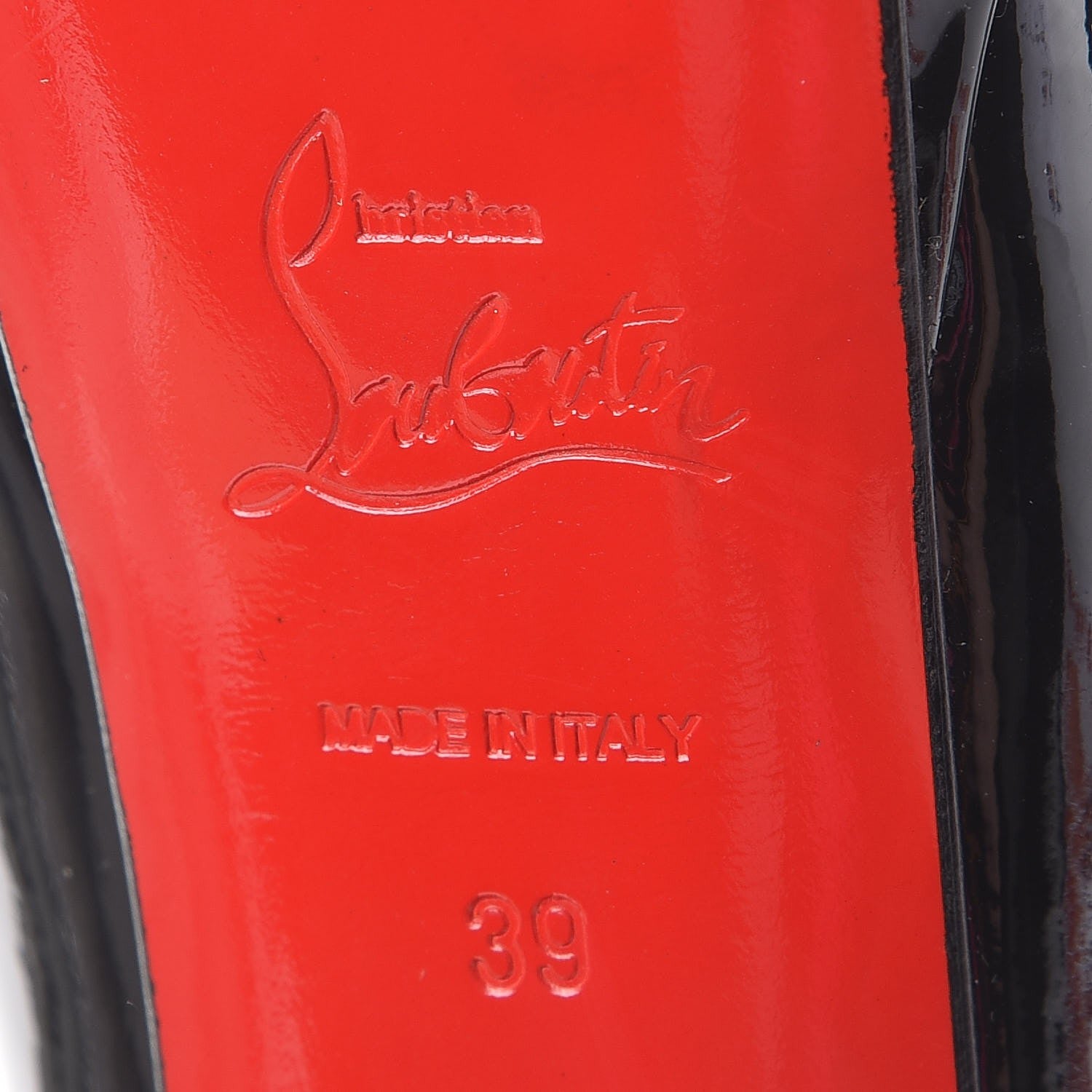 Christian Louboutin Patent Lady Peep 150 Pumps 39 Black Red 6 of 11