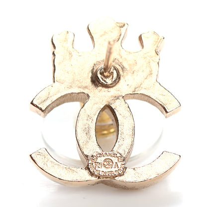 Chanel Crystal CC Crown Earrings Gold 4 of 5
