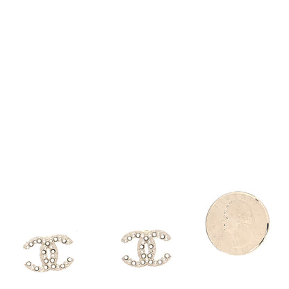 Chanel Crystal Pearl CC Earrings Silver 2 of 4