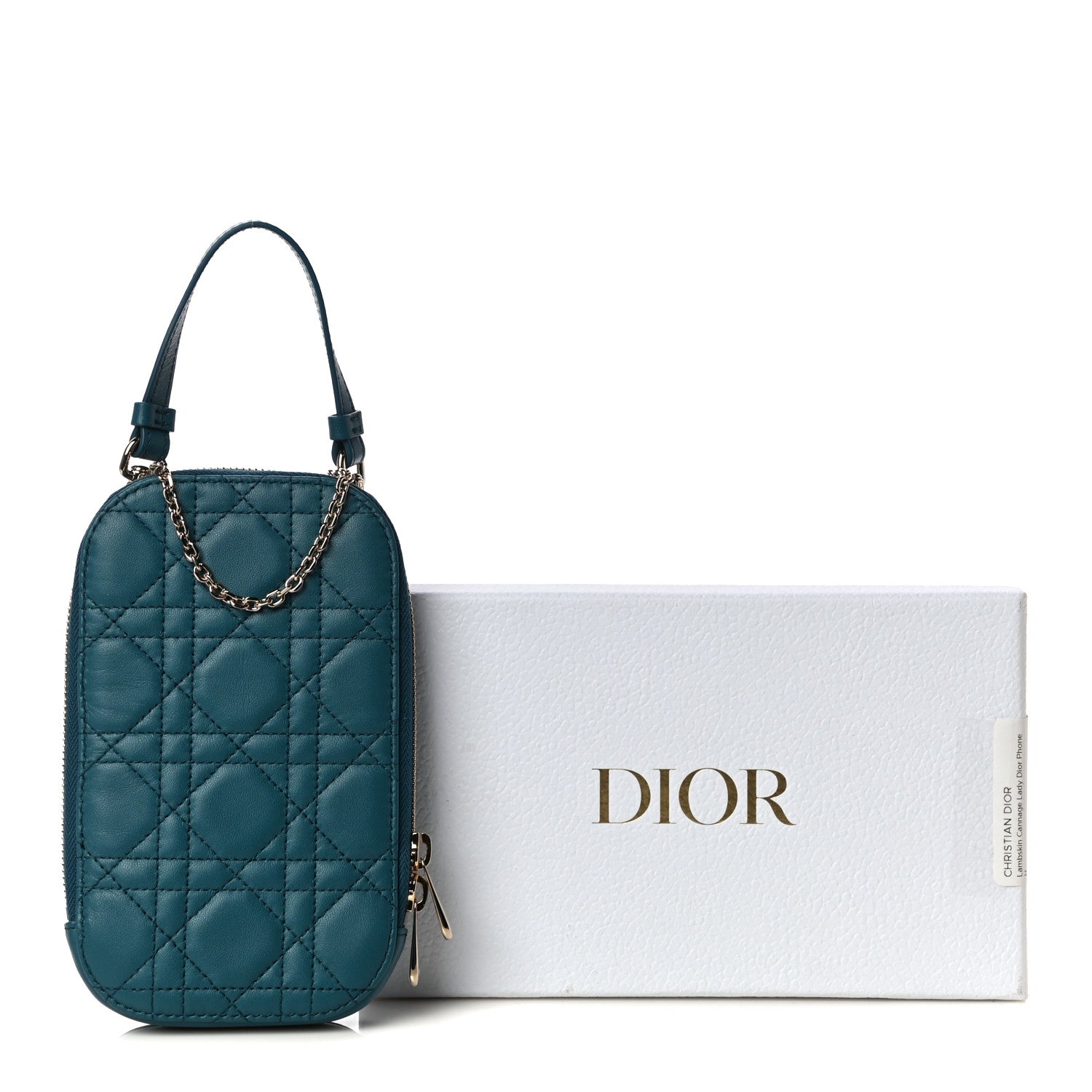 Christian Dior Lambskin Cannage Lady Dior Phone Holder Blue 10 of 10