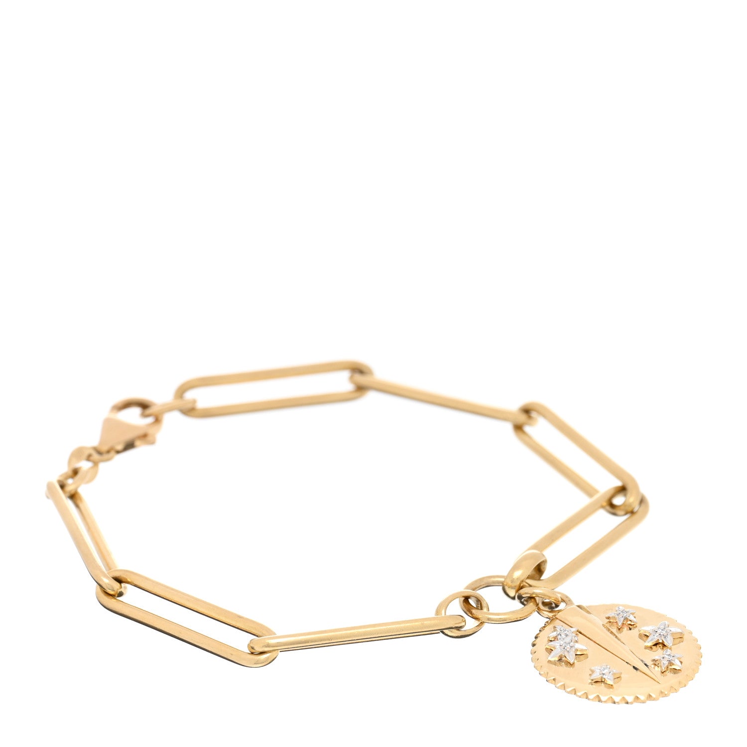 Foundrae 18K Yellow Gold Diamond Baby Resilience Medallion Extended Clip Chain Bracelet 1 of 4