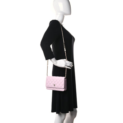 Chanel Caviar Quilted Tiny CC Wallet On Chain WOC Light Pink 2 of 9
