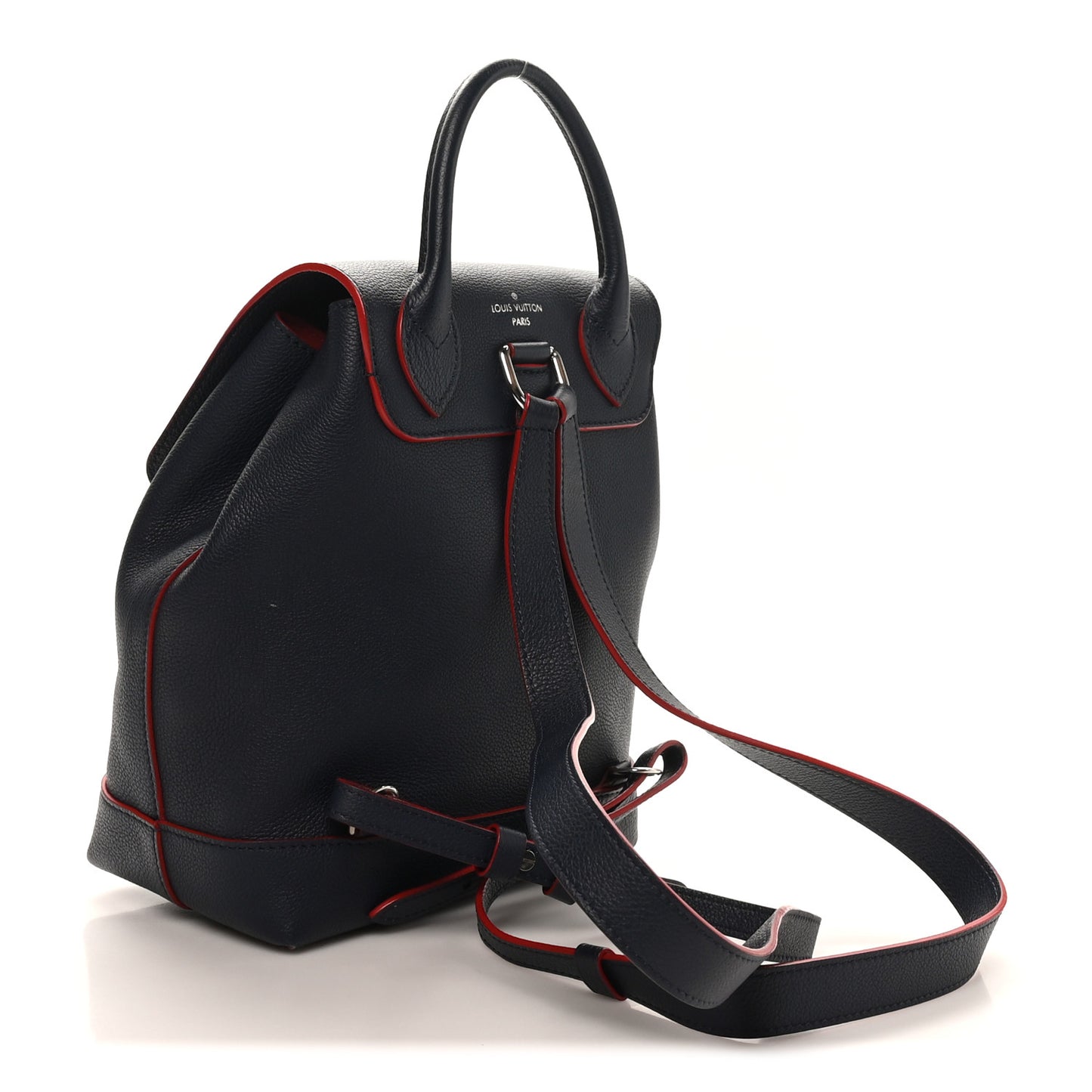 Soft Calfskin Lockme Backpack Marine Rouge