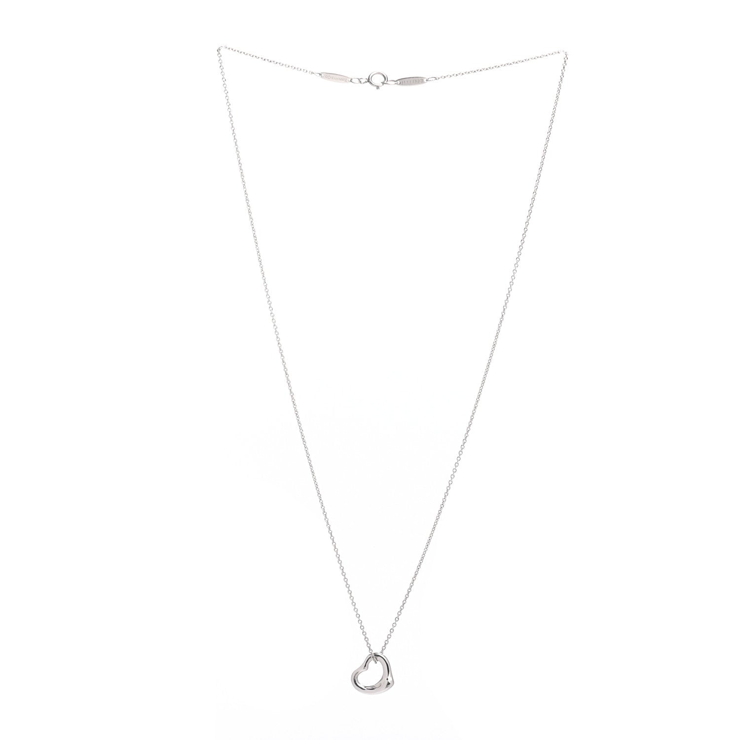 Tiffany Platinum 11mm Elsa Peretti Open Heart Pendant Necklace 3 of 4