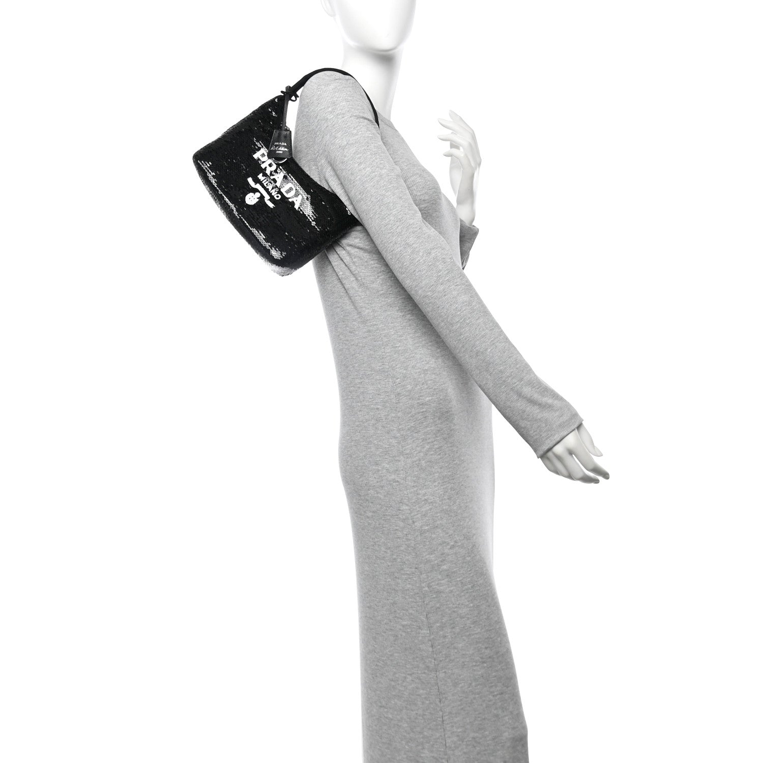 Prada Paillettes Sequin Mini Re-Edition 2000 Bag Black White 2 of 11