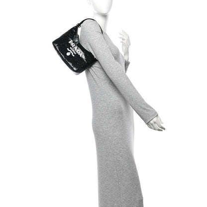 Prada Paillettes Sequin Mini Re-Edition 2000 Bag Black White 2 of 11