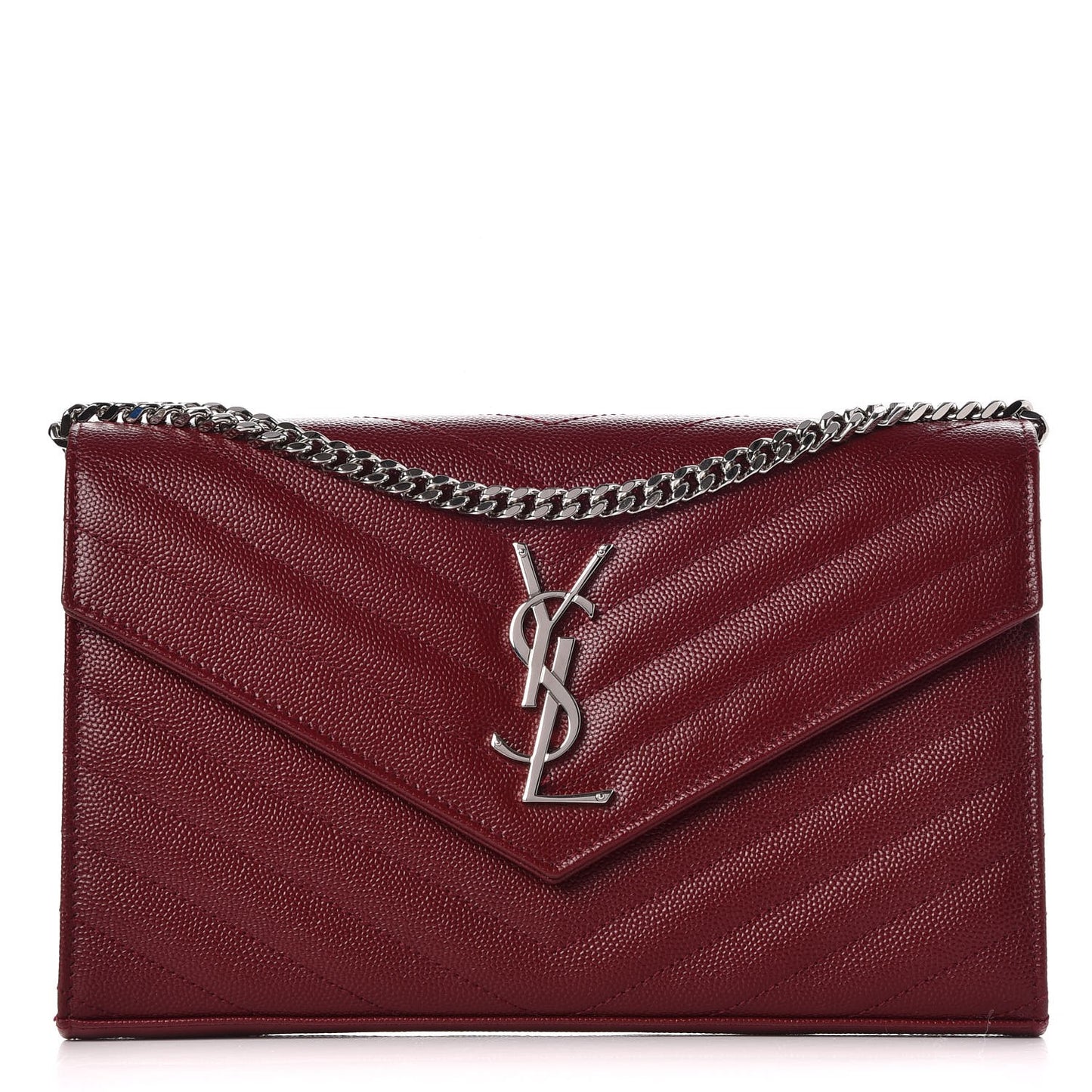 Grain De Poudre Matelasse Chevron Monogram Chain Wallet Palissandre