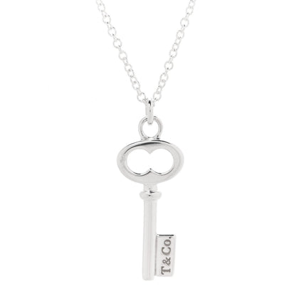 Tiffany Sterling Silver Mini Oval Key Pendant Necklace 4 of 7