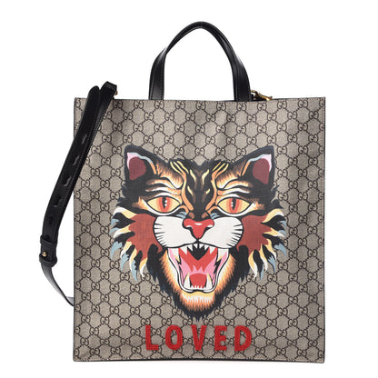 Gucci GG Supreme Monogram Angry Cat Vertical Tote 1 of 10