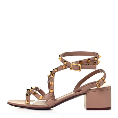 Valentino Garavani Nappa Rockstud Flair Ankle Wrap 45mm Sandals 39 Rose Cannelle 1 of 9
