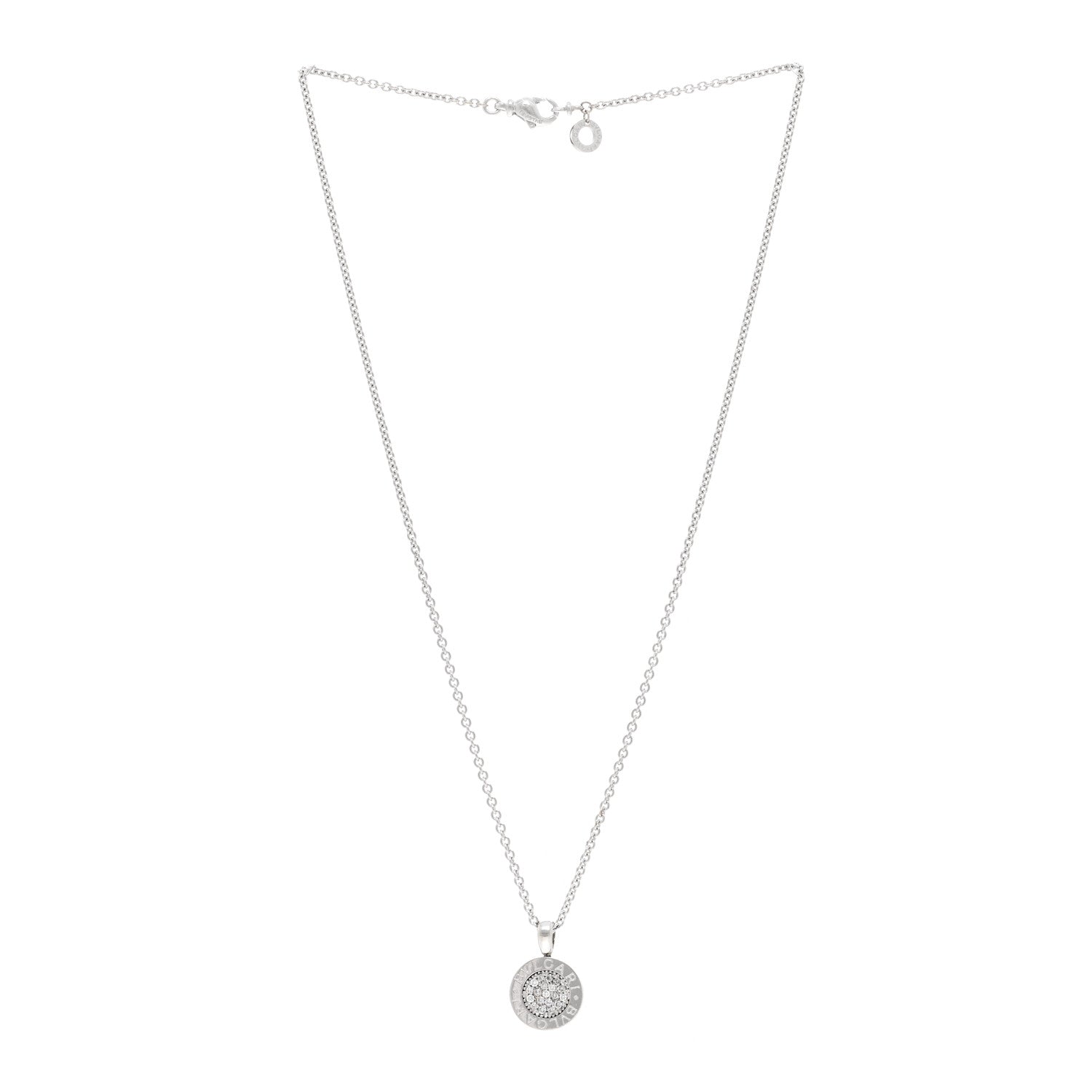 Bulgari 18K White Gold Diamond BVLGARI BVLGARI Pave Pendant Necklace 3 of 4