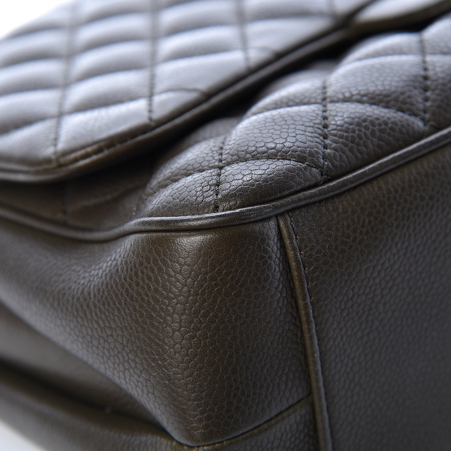 Caviar Quilted Medium Rock In Rome Single Flap Khaki