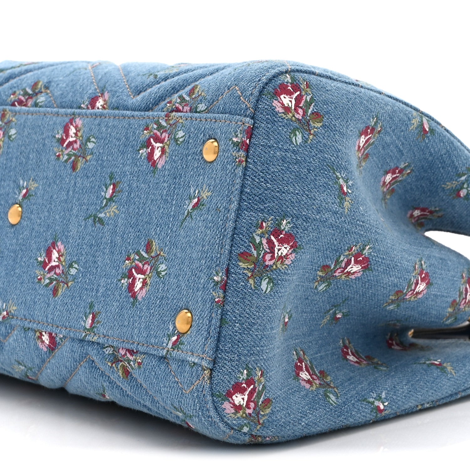 Gucci Denim Matelasse Flora Small GG Marmont Tote Blue 11 of 11
