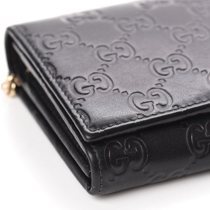 Gucci Guccissima Margaux Calfskin Metal Bar Chain Wallet Black 9 of 12