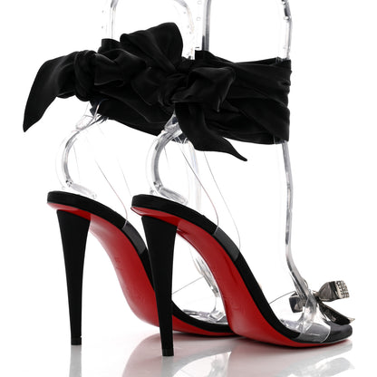 Christian Louboutin Satin Crystal PVC Astrinodo 100 Sandals 38 Black 4 of 8
