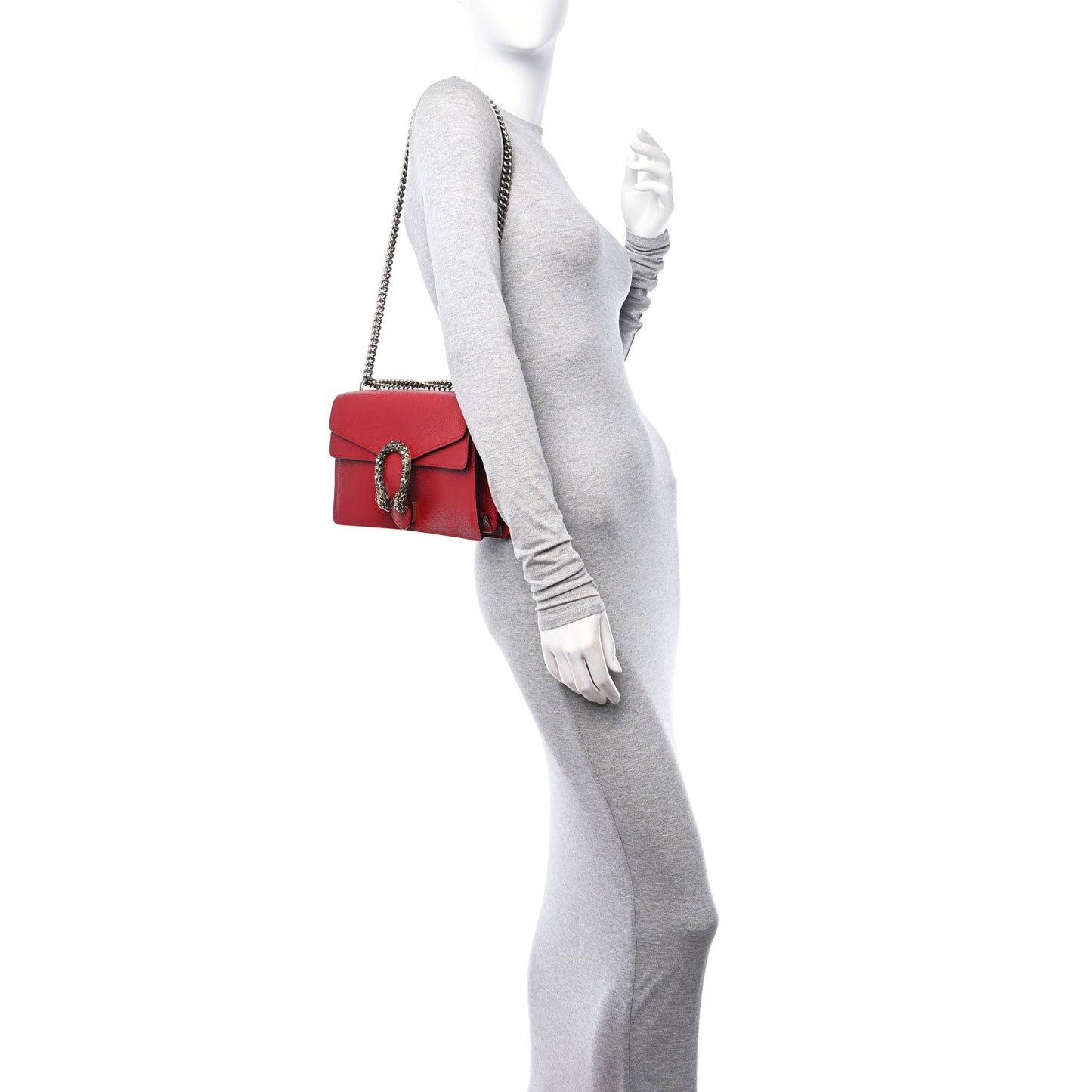 Dollar Calfskin Swarovski Crystal Small Dionysus Shoulder Bag Hibiscus Red
