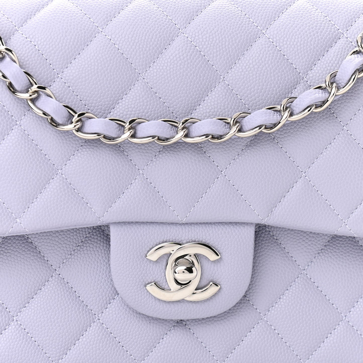 Caviar Quilted Medium Double Flap Light Purple