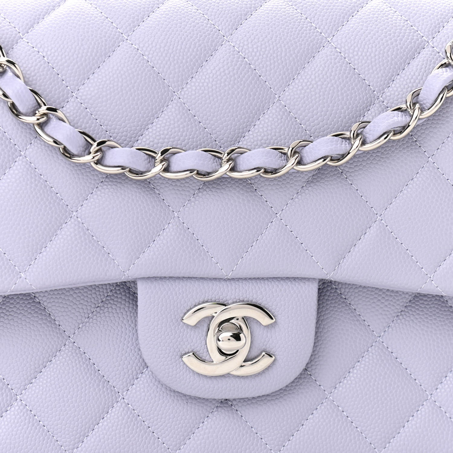 Chanel Caviar Quilted Medium Double Flap Light Purple 8 of 10