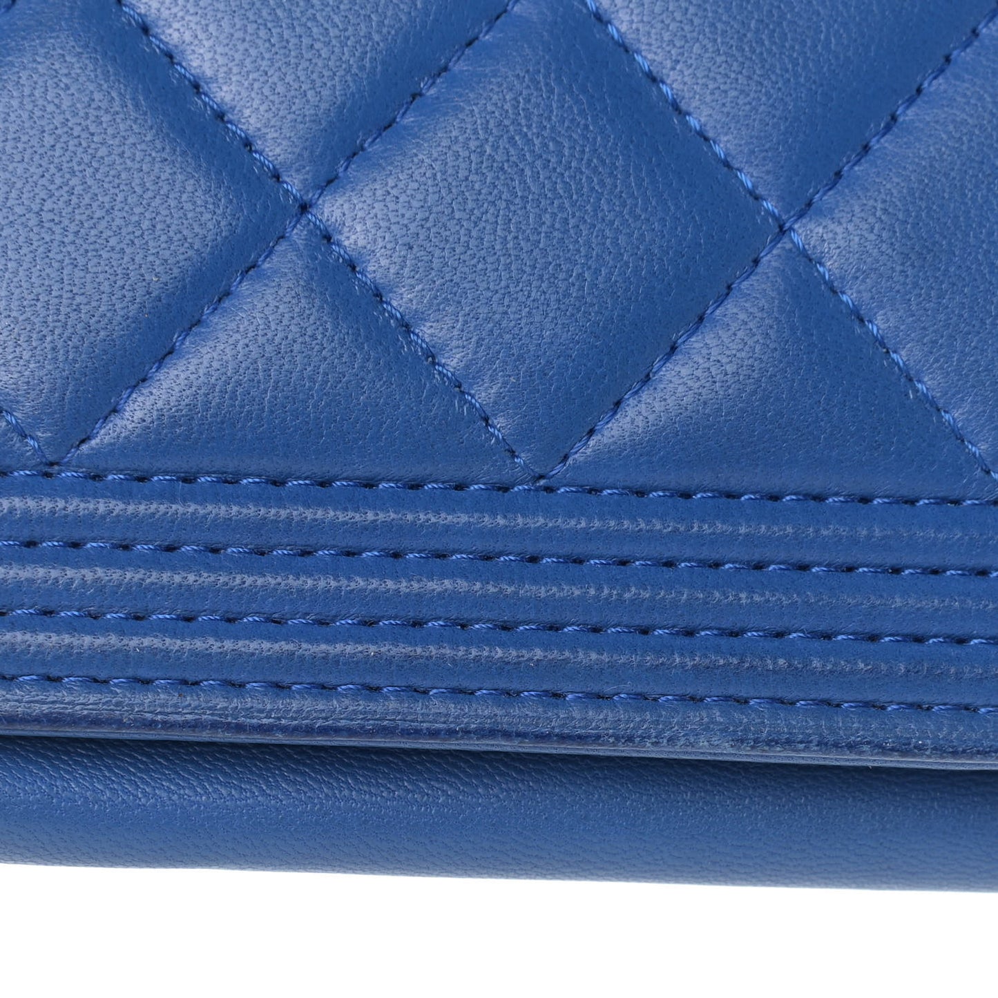 Lambskin Quilted Boy Wallet On Chain WOC Blue